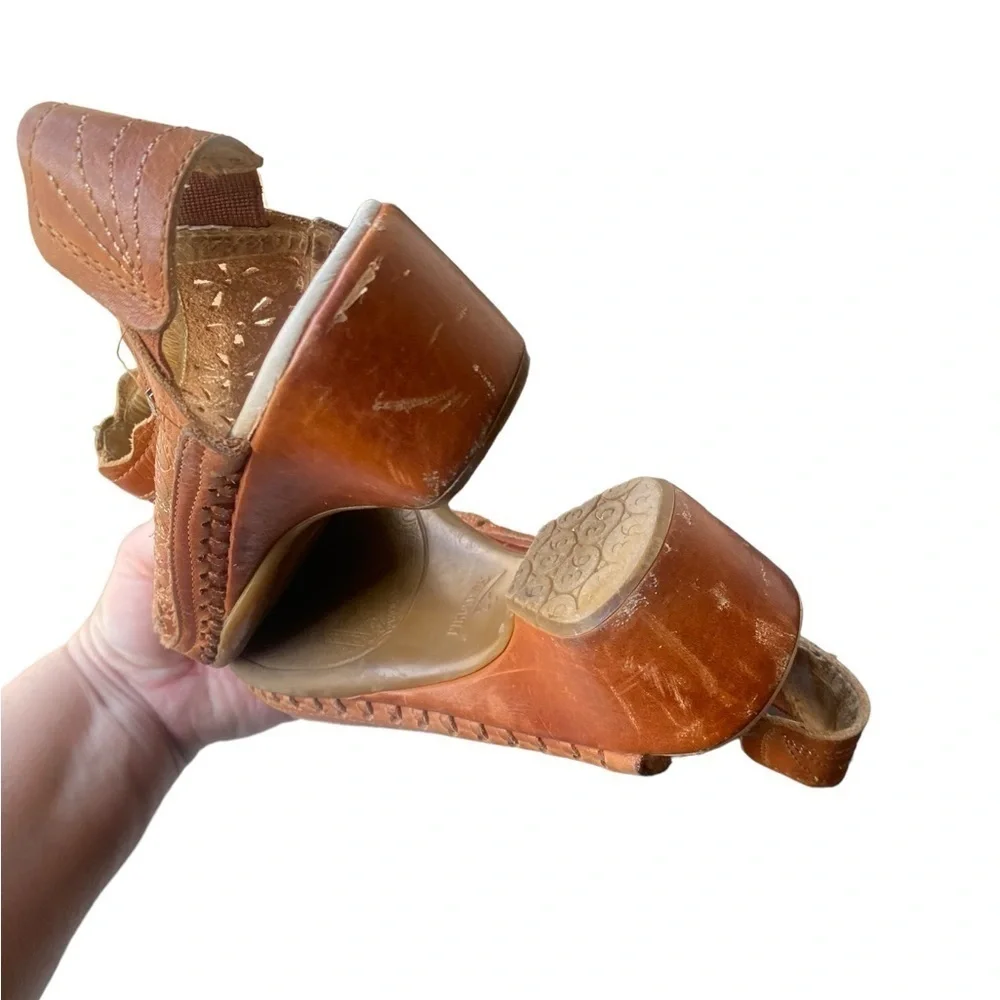 PIKOLINOS Romana Laser Cut Floral Leather Slingbacks I Size: 5.5-6